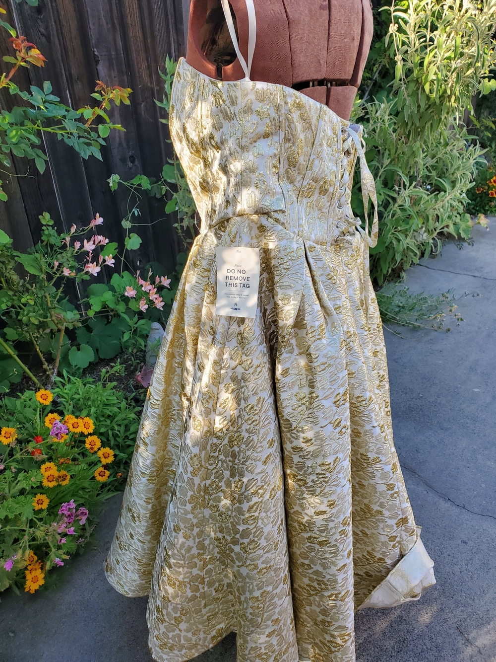 JessaKae Gold Brocade Strapless Fit-and-Flare Dress - Picture 6 of 9